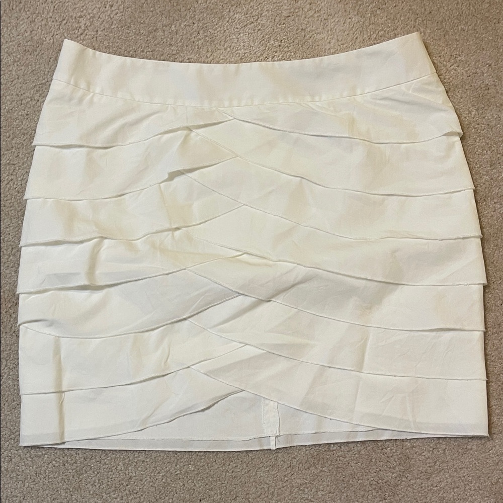 BCBGMaxAzria Cream Layered Mini Skirt